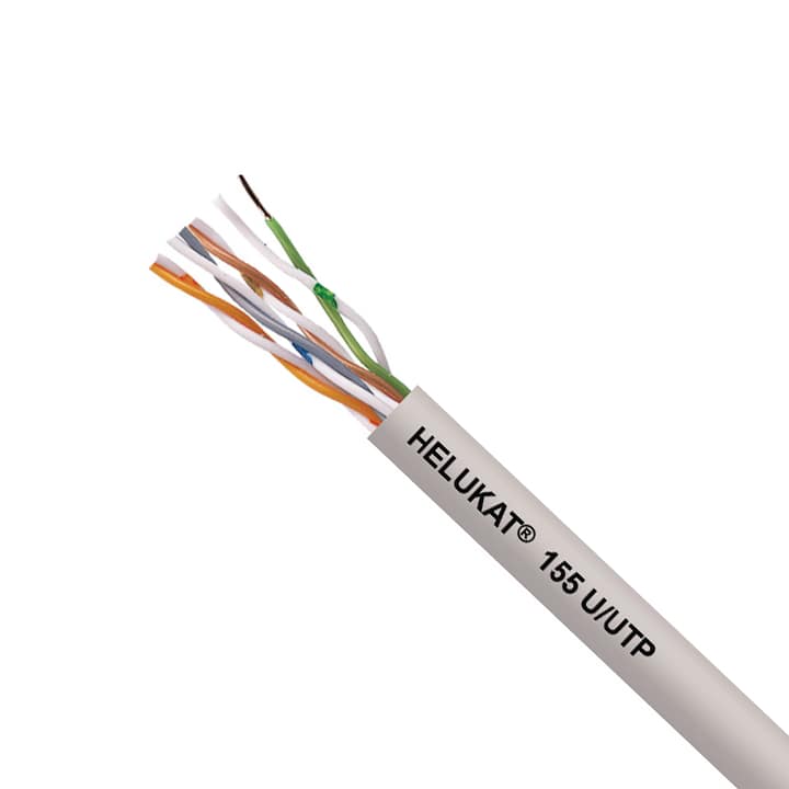 Network cable Cat5e Utp Helukat 155 4x2xawg 24.1 gray Helukat all copper with gray LSZH coating min