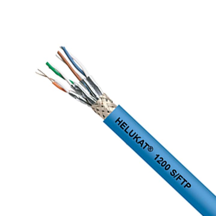 Network cable Cat6 Sftp Helukat 1200 4x2 awg 22.1 blue Helukat all copper with blue LSZH coating min