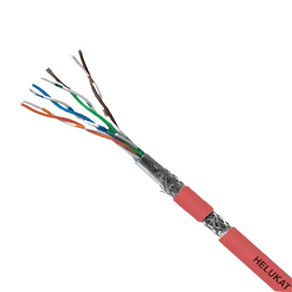 Network cable Cat6 Sftp Helukat 300 4x2 awg24.1 red Helukat all copper with red LSZH coating min 1