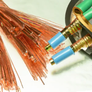 Copper cables and Fiber optic cables next to each other