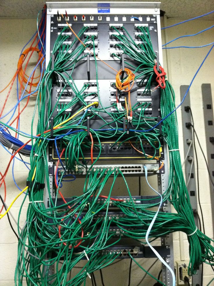 این تصویر شامل: یک سرور هست که مدیریت کابل شبکه در آن راعایت نشده است