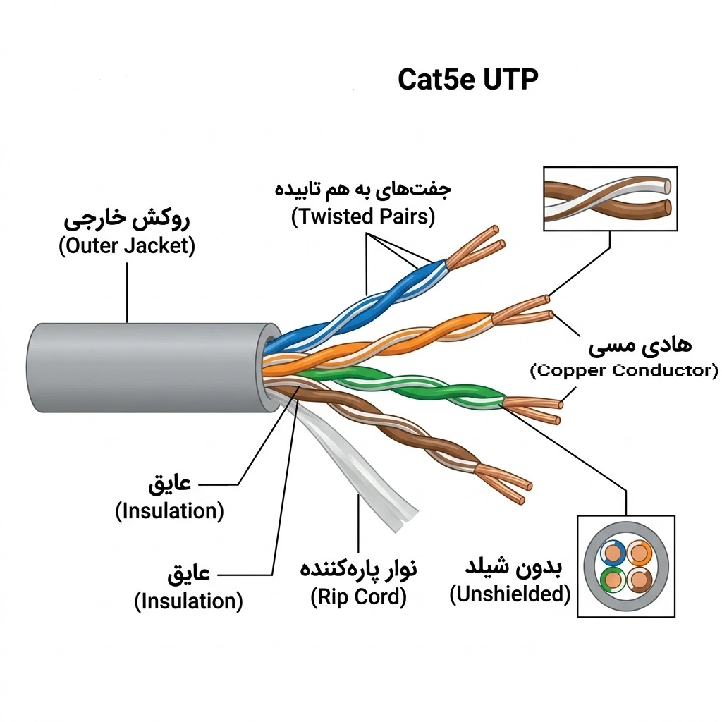 ساختار کابل شبکه Cat5E