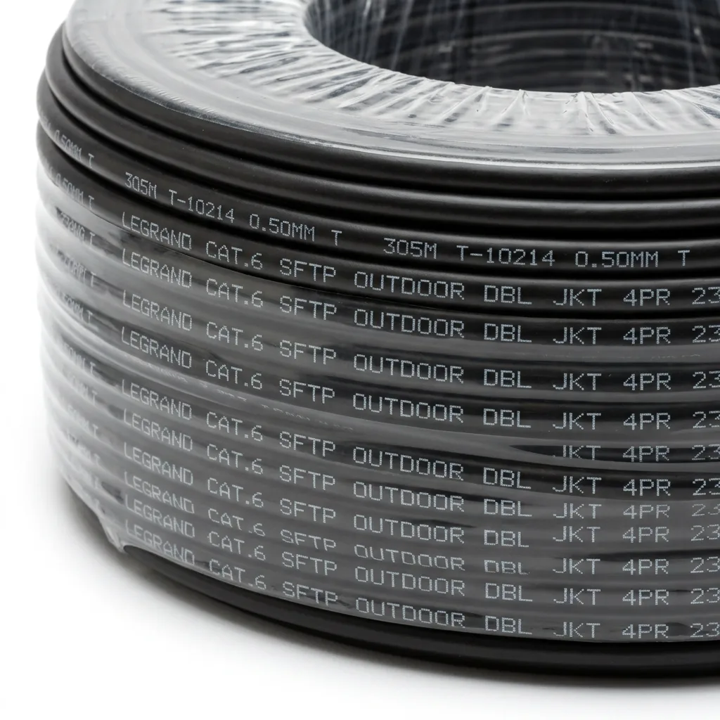 خرید و قیمت کابل شبکه تمام مس اوت دور دابل جکت طرح تست لگراند 0.50 Cat6 Sftp
