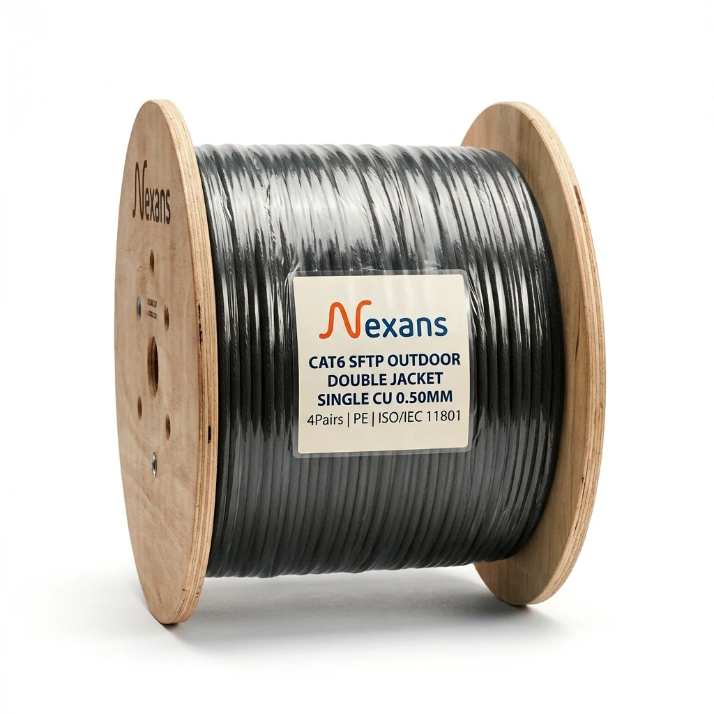 کابل شبکه تمام مس اوت دور دابل جکت سینگل شده طرح تست نگزنس 0.50 Cat6 Sftp