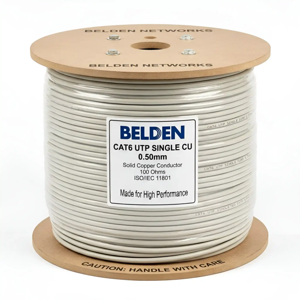 خرید و قیمت کابل شبکه تمام مس سینگل شده طرح تست بلدن Cat6 Utp 0.50