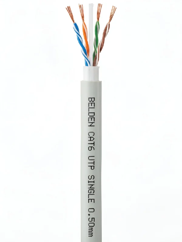 کابل شبکه تمام مس سینگل شده طرح تست بلدن Cat6 Utp 0.50